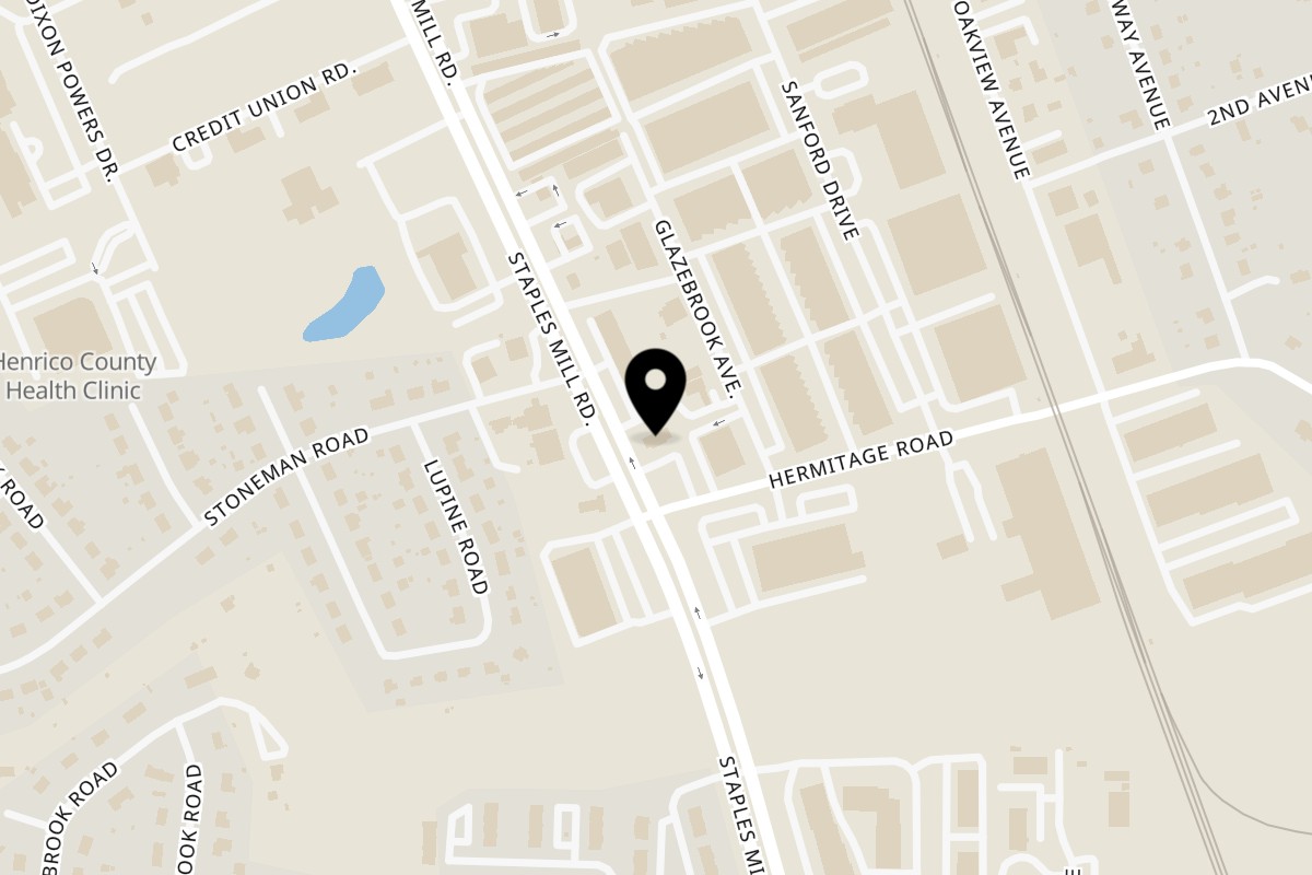 Map showing the location of Tacos El Guero on 8401 Staples Mill Rd #7 in Richmond